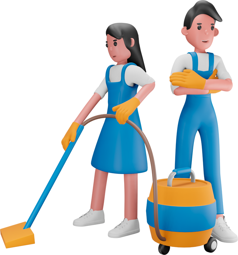 3d Cleaning workers